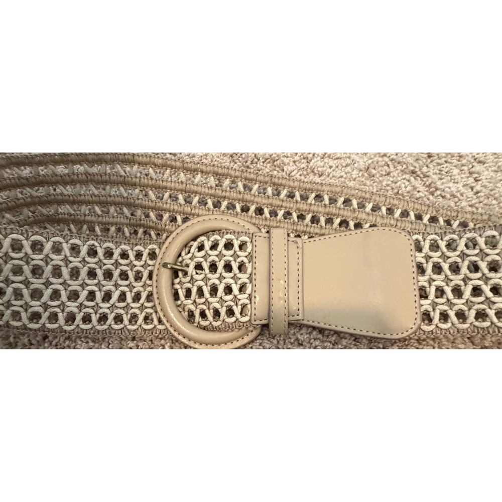 The Limited Beige Woven Stretch Belt Round Buckle Boho Wide Waist Belt P/S